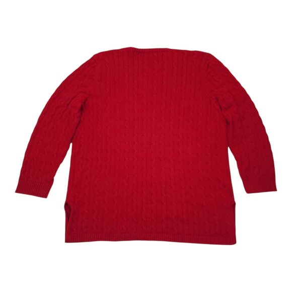 Lauren Ralph Lauren Red Cable Knit Sweater 3X 100% Cotton Womens Tunic Style - Picture 4 of 13